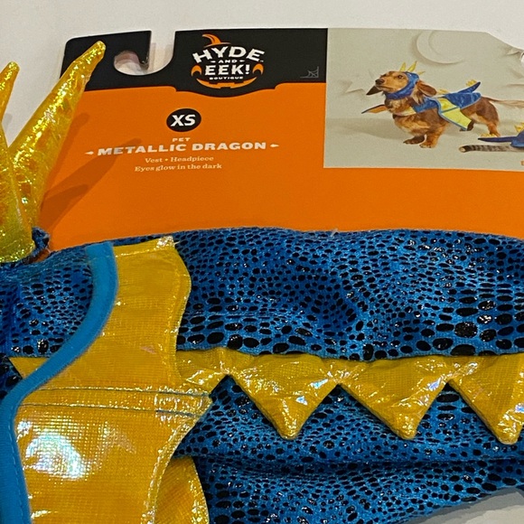 Hyde and Eek! Boutique Cat Dog Pet Metallic Dragon Costume Halloween Size XS NWT - Picture 3 of 5